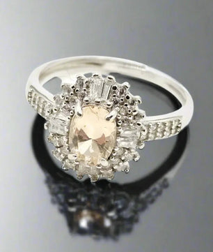 Sølv Ring med Topaz og Zirkoner Ring