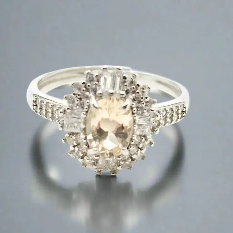 Sølv Ring med Topaz og Zirkoner - Ring