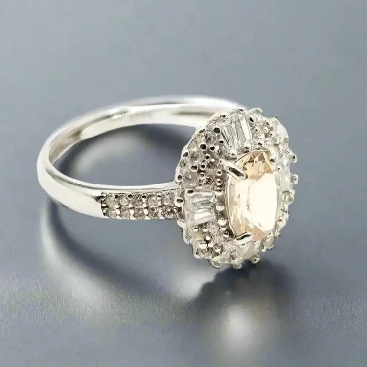 Sølv Ring med Topaz og Zirkoner - Ring