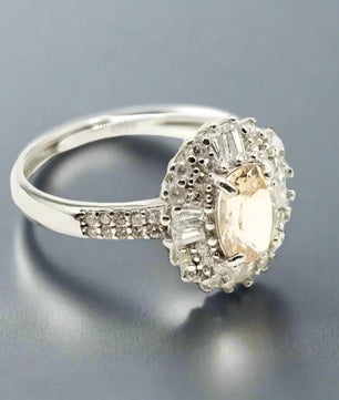 Sølv Ring med Topaz og Zirkoner Ring
