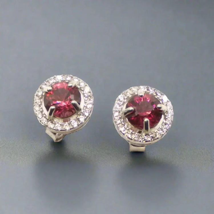 Sølvøreringe med granat og zirkoner - Øreringe