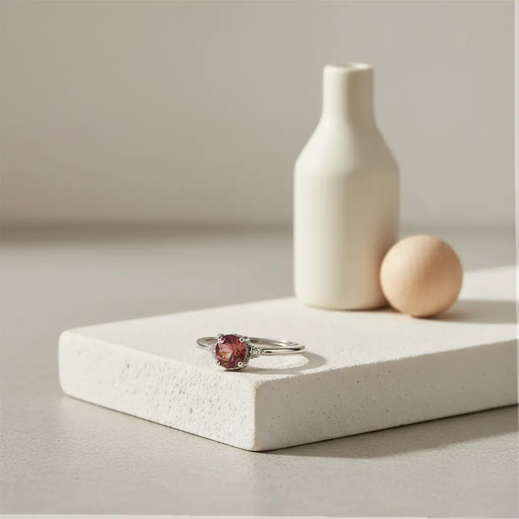 Sølvring med granat – dyb rød elegance i sterlingsølv - Ring