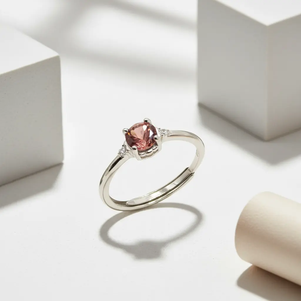 Sølvring med granat – dyb rød elegance i sterlingsølv - Ring