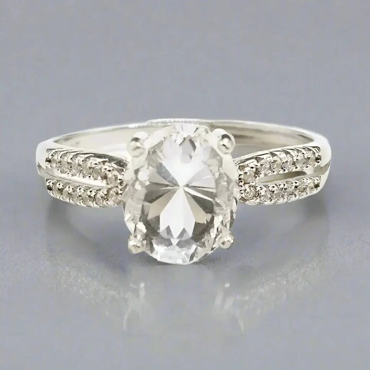 Sølvring med Krystal Quatrz og zirkoner - Ring