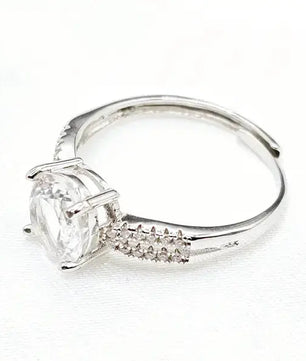 Sølvring med Krystal Quatrz og zirkoner Ring