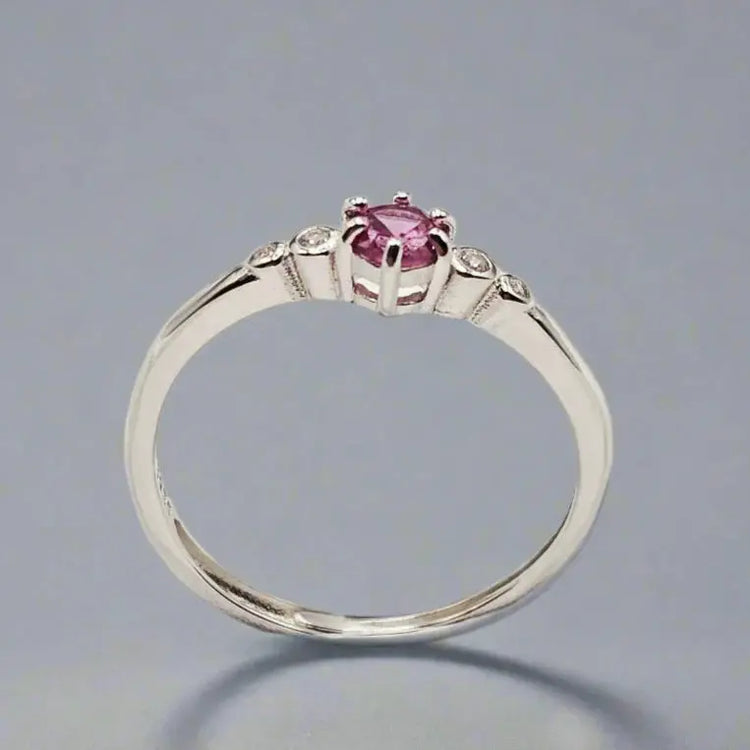 Sølvring med Pink Safir og Zirkoner - Ring