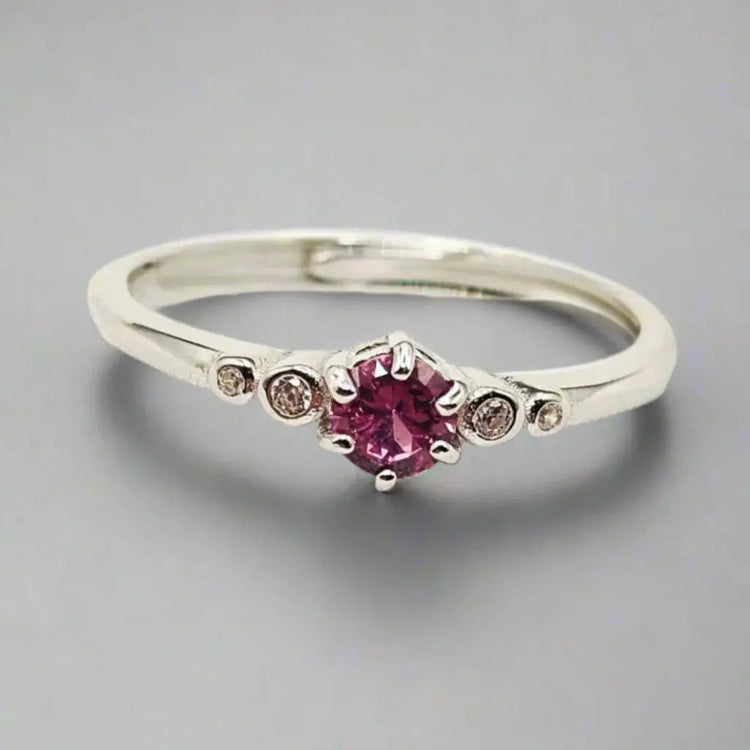 Sølvring med Pink Safir og Zirkoner - Ring