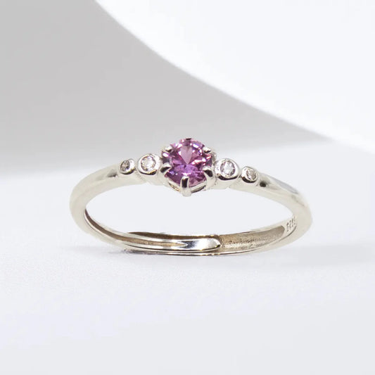 Sølvring med Pink Safir og Zirkoner Ring