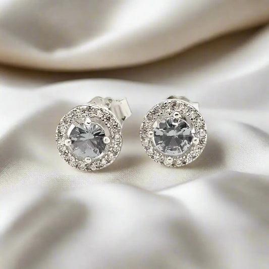 Sterling Silver Earrings with Spinel Gemstone and Zirkons - Earrings