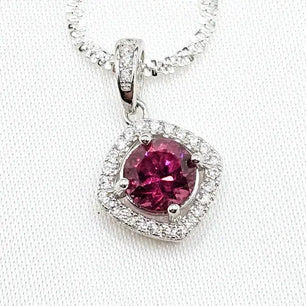 Sterling Silver Necklace with Garnet and Zirkons - Pendant & Necklace
