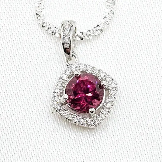 Sterling Silver Necklace with Garnet and Zirkons - Pendant & Necklace