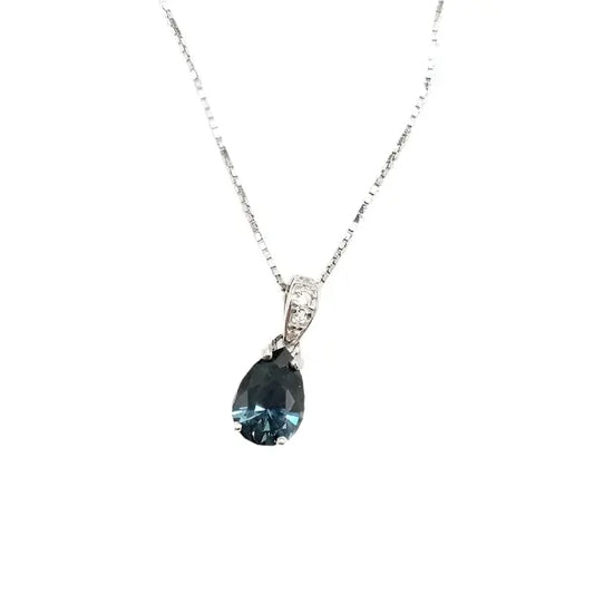 Sterling Silver necklace with Spinel gemstone and Zirkons - Pendant & Necklace