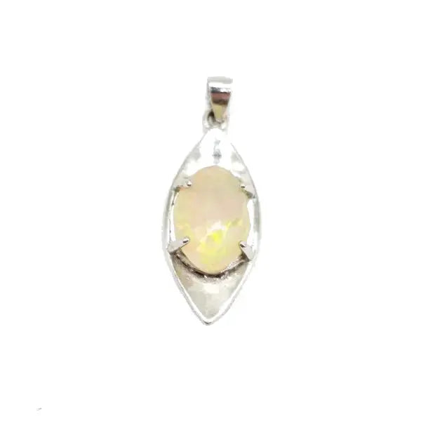 Sterling Silver pendant with 10x7mm oval velo opal - Pendant & Necklace
