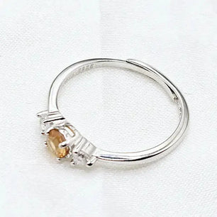 Sterling Silver Ring with Hessonite and Zirkons - Ring