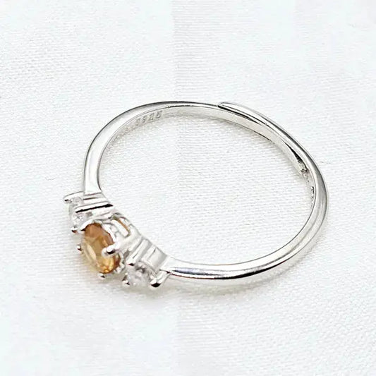 Sterling Silver Ring with Hessonite and Zirkons - Ring