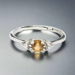 Sterling Silver Ring with Hessonite and Zirkons - Ring