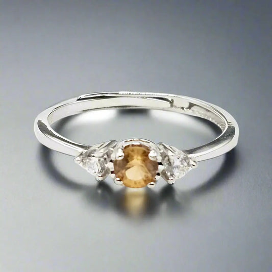 Sterling Silver Ring with Hessonite and Zirkons - Ring