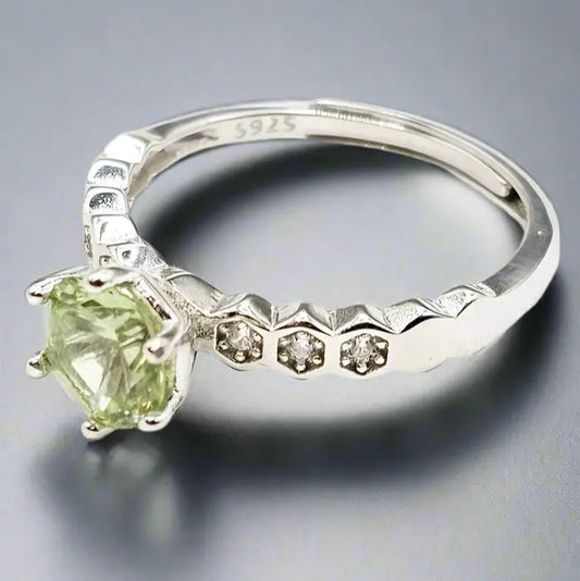 Sterling Silver Stunning Peridot Ring with Green Gemstone - Ring