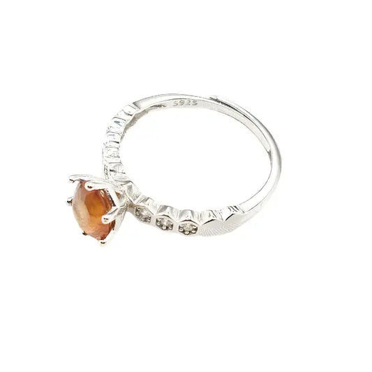 Sterlingsølv ring med hessonite granat og zirkoner - Ring