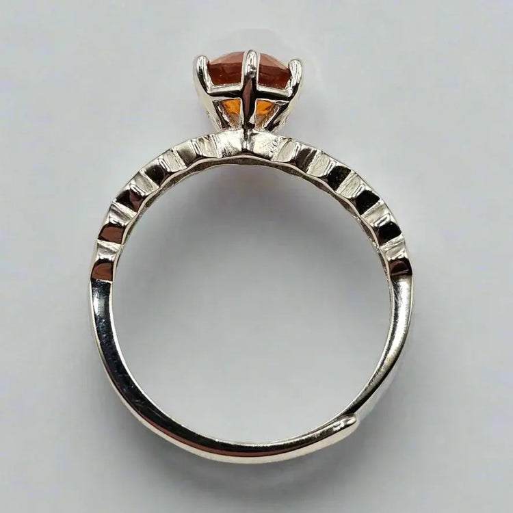 Sterlingsølv ring med hessonite granat og zirkoner - Ring