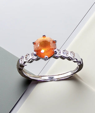 Sterlingsølv ring med hessonite granat og zirkoner - Ring