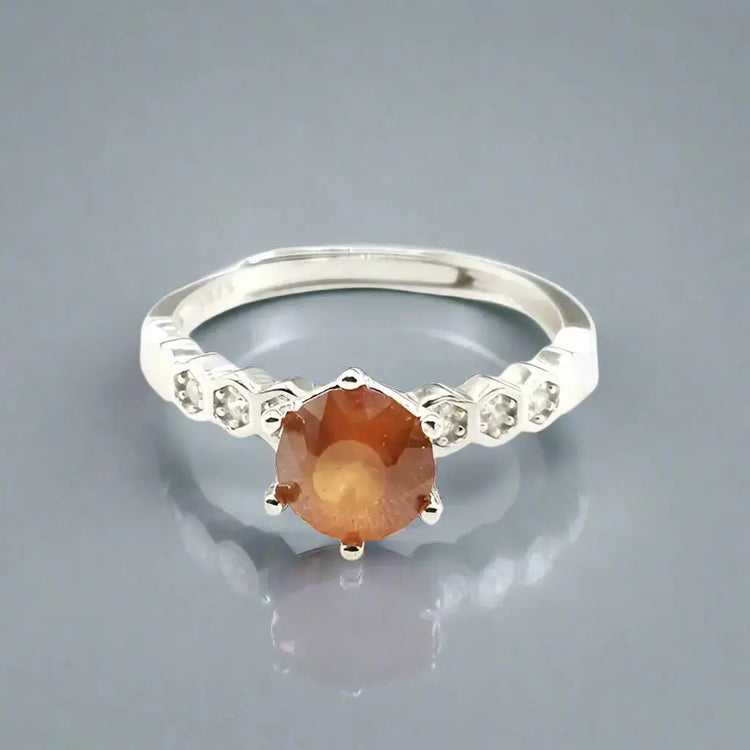 Sterlingsølv ring med hessonite granat og zirkoner - Ring