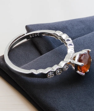 Sterlingsølv ring med hessonite granat og zirkoner - Ring