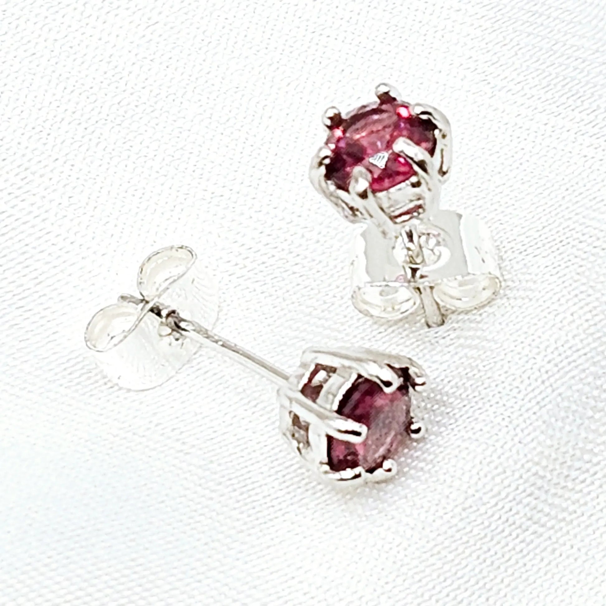 Women’s Earrings: Silver Earrings with Rhodolite Garnet - Earrings