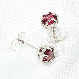 Women’s Earrings: Silver Earrings with Rhodolite Garnet - Earrings