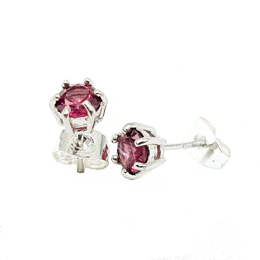 Women’s Earrings: Silver Earrings with Rhodolite Garnet - Earrings