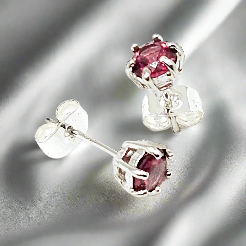 Women’s Earrings: Silver Earrings with Rhodolite Garnet - Earrings